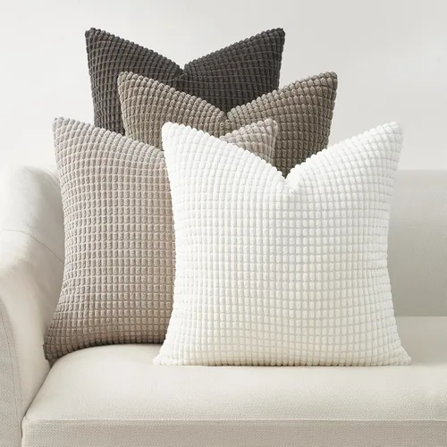 Vista 11 de Topfinel - Paquete de 4 fundas de almohada decorativas en negro y blanco de 16 x 16 pulgadas para sala de estar, sofá, cama, decoración rústica
