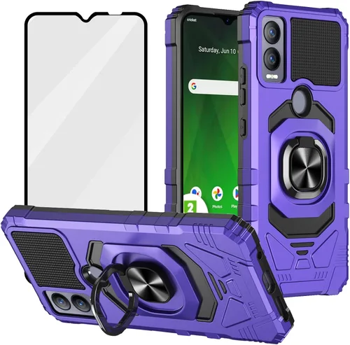 Vista 9 de Ailiber Funda para Cricket Magic 5G U6080AA, ATT Propel 5G con protector de pantalla, soporte de anillo para montaje magnético de automóvil, Soporte