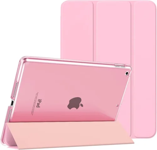 Vista 40 de MoKo - Funda compatible con iPad 2019, fina, ligera, inteligente, carcasa, cubierta de soporte con protector trasero traslúcido esmerilado 1-Oro Rosa