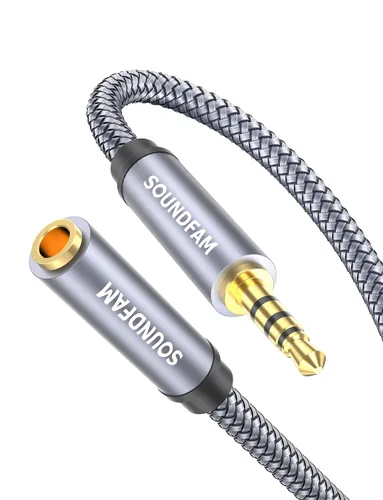 Vista 11 de TRRS Cable de audio de 0.138 pulgadas (0.138 in), cable auxiliar de 90 grados, ángulo recto, cable de auriculares de 4 polos, cable auxiliar