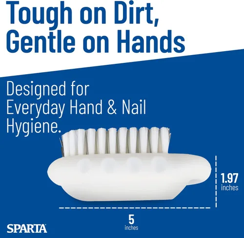 Vista 5 de Cepillo exfoliante para uñas SPARTA de grado comercial, cepillo resistente para manos y uñas con cerdas rígidas para jardineros, mecánicos y Blanco