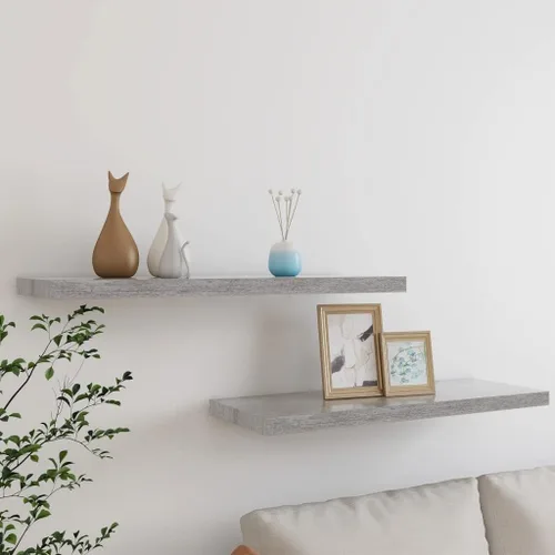 Vista 60 de Estante flotante de pared, estante decorativo montado en la pared, estante colgante con soportes invisibles para decoración de baño/sala de Negro