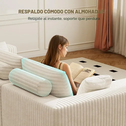Vista 3 de Sofá modular de 146 pulgadas, sofás de nube convertibles en forma de U para sala de estar con otomana, juego de sofá de pana de 6 plazas sin hueso