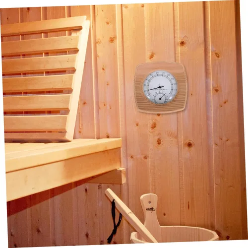 Vista 5 de Medidor de temperatura y humedad ambiente de sauna de pared Termómetro de sauna de madera higrómetro para entusiastas de la sauna