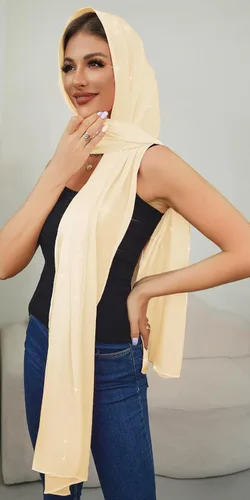 Vista 4 de REEMONDE Chales para mujer, chales de gasa brillante, hiyab, bufanda, pareo nupcial de boda, chales para vestidos de noche