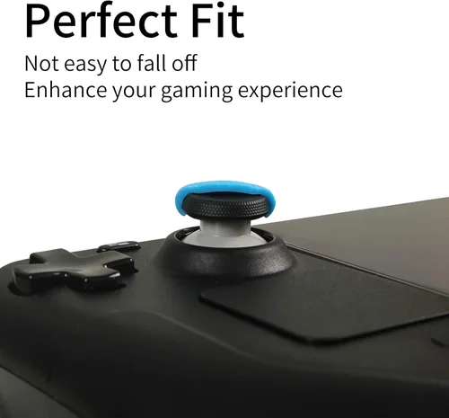 Vista 5 de Hosanwell Thumb Grip Set Joystick Caps Compatible with Steam DeckNintendo SwitchOLEDLite, RedBlueBlackWhiteYellow, 5 Pairs