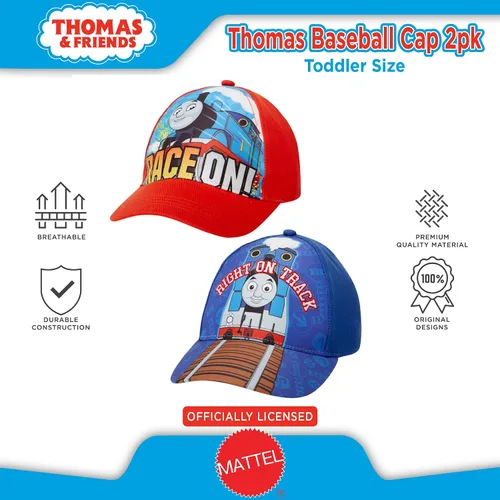 Vista 4 de Nickelodeon - Gorra de béisbol para niños pequeños, 2 unidades, diseño de Thomas The Train, Beísbol, 2-4T, Thomas RedBlue