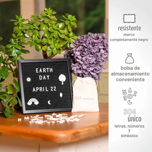 Vista 7 de Tablero de letras de fieltro negro de 10 x 10 pulgadas, marco de madera negro con letras blancas intercambiables para decoración del hogar, tablero