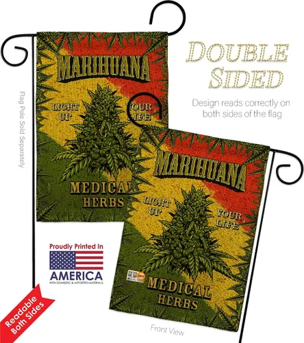 Vista 3 de Marihuana Burlap Garden Flags 2pcs Pack Novelty Trendy Popular New Trend Interesting Exciting Small Decorative Gift Yard House Banner Double-Sided