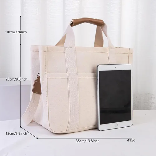 Vista 7 de Moonelo Everything - Bolsa de lona para mujer con compartimentos, gran capacidad