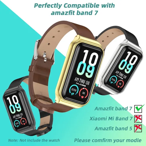 Vista 3 de Strap for Amazfit Band 7 Microfiber Leather Replacement Strap Watch Wrist Band Smart Bracelet Accessories for Amazfit 7 Fit