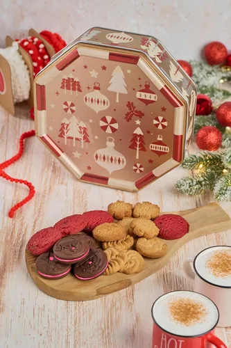 Vista 9 de Dux Holiday Cookies - Lata octogonal, paquete de 3 variedades variadas con galletas de chocolate y vainilla, 9.17 onzas