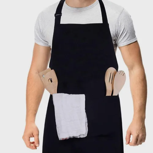 Vista 9 de UPKOCH 2pcs Black Kitchen Aprons for Men and Women, Multi-functional Cooking and Bbq Work Apron with Adjustable Straps, 70x75cm Food Service