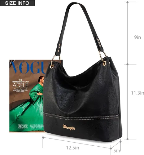 Vista 89 de Wrangler Hobo - Bolsas para mujer de cuero vegano con asa superior, bolsos de hombro y bolsos