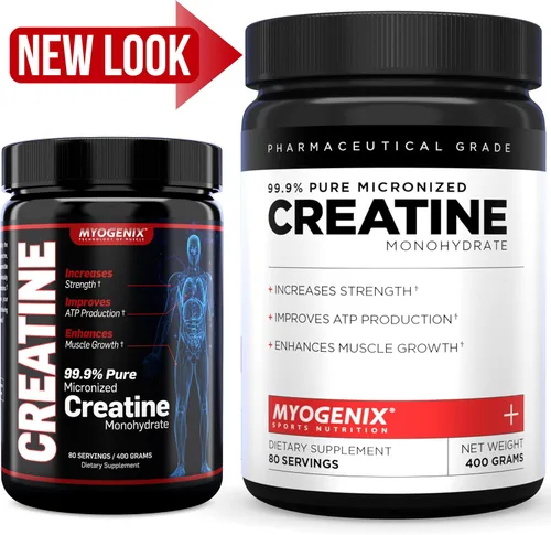 Vista 2 de Myogenix Monohidrato de creatina, polvo de creatina pura para fuerza y resistencia, apoya la producción de ATP y la fuerza muscular, sin aditivos