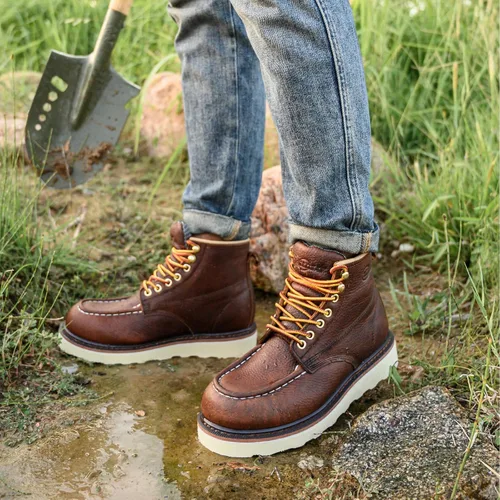 Vista 3 de Botas de trabajo para hombre - Botas de trabajo de 6 pulgadas con punta de cuña suave, Botas de trabajo impermeables para hombre