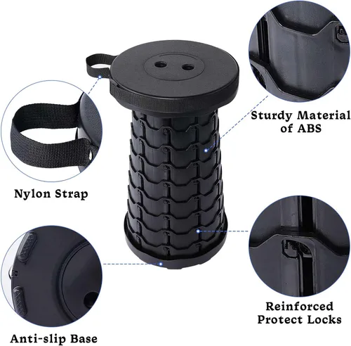 Vista 3 de VOLIXOD Taburete telescópico plegable portátil, taburete retráctil para adultos, asientos plegables mejorados con capacidad de carga de 550 libras
