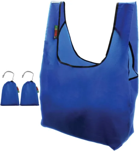 Vista 5 de Bolsa de compras reutilizable plegable de nailon Ripstop con bolsa integrada (negro y mostaza)