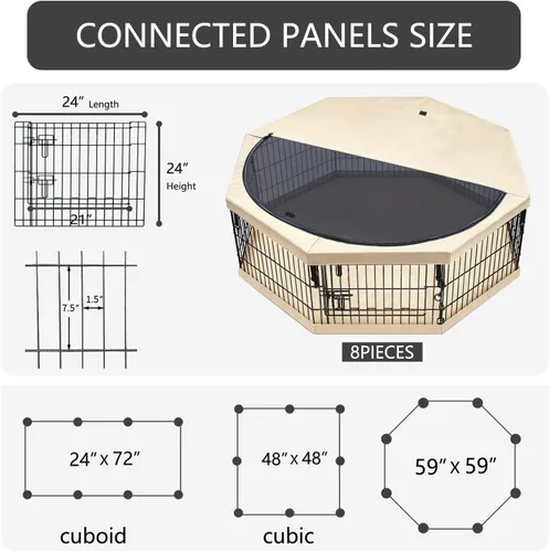 Vista 44 de PETIME - Corral plegable de metal para ejercicio de perros/Parque de juegos para cachorros con 8 paneles para interior/exterior, valla de patio