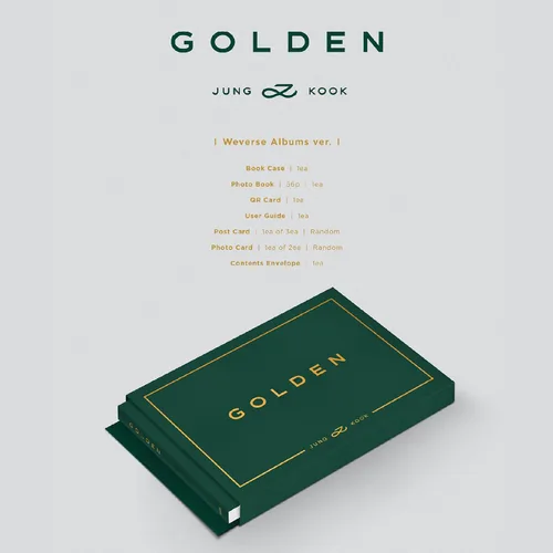 Vista 2 de JUNGKOOK - Álbum de exhibición: moderno, dorado, álbum de recuerdos musicales de 12 x 12 pulgadas con estuche combinado y diseño de libro de fotos