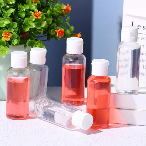 Vista 5 de Maxdot 300 botellas vacías de desinfectante de manos de 1.7 onzas/1.7 fl oz, botellas recargables de plástico con tapa abatible, mini recipientes