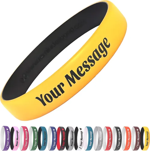 Vista 11 de Reminderband - Pulseras lujosas de silicona y goma para motivación, eventos, regalos, apoyo, recaudación de fondos y concientización, para hombres