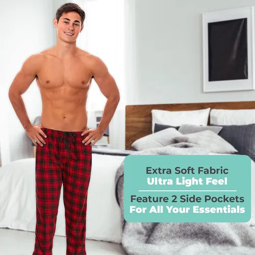 Vista 3 de DARESAY - Multipack de pantalones de pijamas de microfibra para hombre. Ropa de descanso con bolsillos.