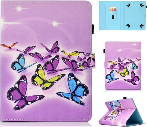 Vista 24 de Funda universal para tablet de 7 pulgadas, piel sintética [ranuras para tarjetas], cubierta magnética, para Samsung Galaxy Tab E/Tab A 7.0, Fire 7
