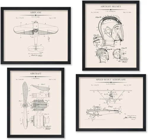 Vista 37 de Poster Master Juego de 6 Pósters Vintage de Planos de Aviación - Impresión de Patente de Avión - Arte de Aeronaves - Arte de Aviación - Arte