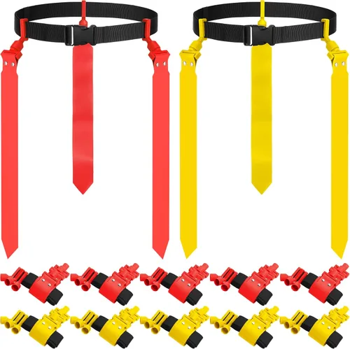 Vista 14 de Hungdao Cinturones y banderas de fútbol para 10/12 jugadores, cinturones de fútbol ajustables para niños, adolescentes, adultos, entrenamiento