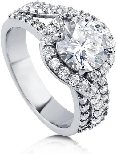 Vista 12 de BERRICLE Sterling Silver CZ Solitaire Wedding Engagement Promise Rings for Her, Round Cubic Zirconia Ring for Women
