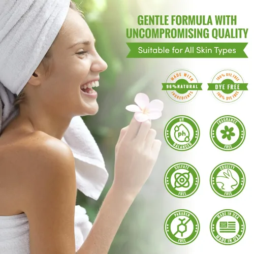 Vista 4 de Gel de baño orgánico - Gel de baño hidratante para piel sensible y alivio de la picazón - Gel de baño exfoliante para hombres y mujeres