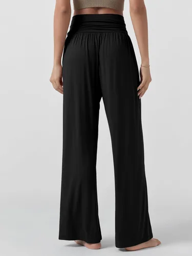 Vista 3 de ODODOS - Pantalones palazzo de pierna ancha para mujer, pantalones informales ligeros, holgados y cómodos con bolsillos, pantalones de pijama