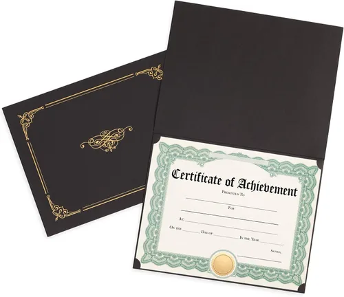 Vista 2 de Blue Summit Supplies 25 soportes negros para certificados, portadocumentos para documentos, soporte para certificado de premio negro con elegante