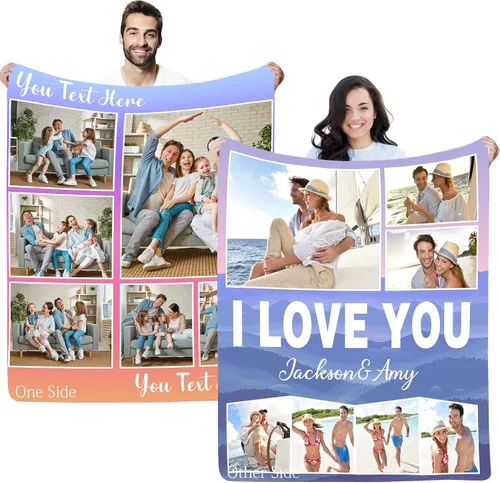 Vista 17 de Regalos personalizados de cumpleaños para el Día del Padre, para papá, abuelo, hombres, manta personalizada con fotos para mi papá, regalos de hija
