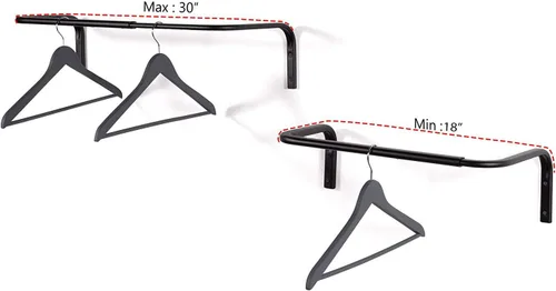 Vista 2 de Barra para ropas, Closet colgante para pared multipropósito con ángulo ajustable, material en acero durable. Organizador de ropa.