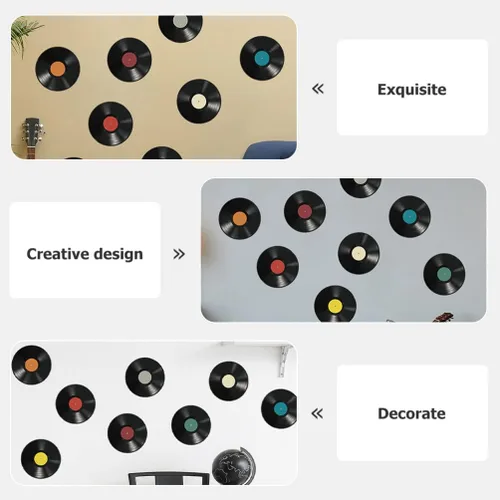 Vista 9 de 16 discos de vinilo para decoración de discos de vinilo, recortes de plástico, calcomanías falsas de plástico, decoración de fiesta temática