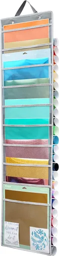 Vista 9 de Organizador colgante, almacenamiento de papel de 12 x 12 pulgadas, soporte de vinilo de bolsillo profundo, para cartulina, álbum de recortes, papel