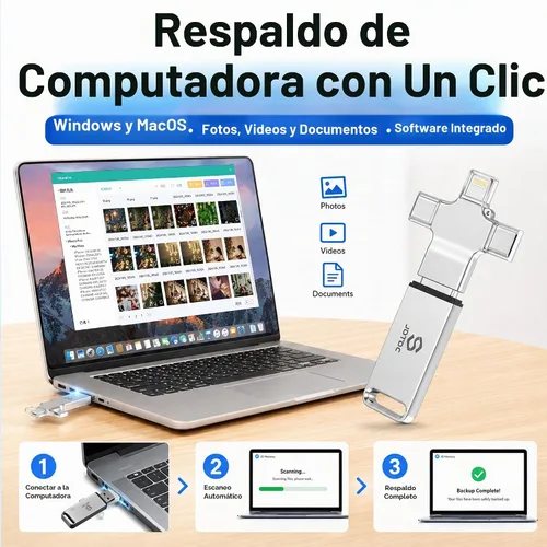 Vista 4 de Palo de fotos de 256 GB para iPhone Android y computadora Copia