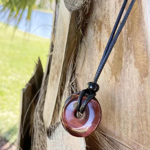 Vista 6 de Collar de ojo de tigre, protección contra el amuleto del mal de ojo, piedra preciosa de ojo de tigre rojo real, piedras curativas, colgante clásico