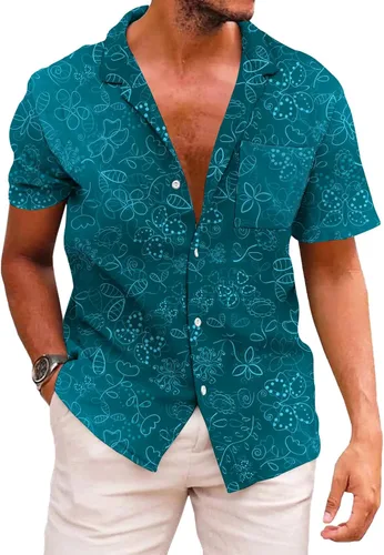 Vista 142 de KYKU - Camisa hawaiana funky para hombre, ropa tropical para vacaciones en Palm Beach