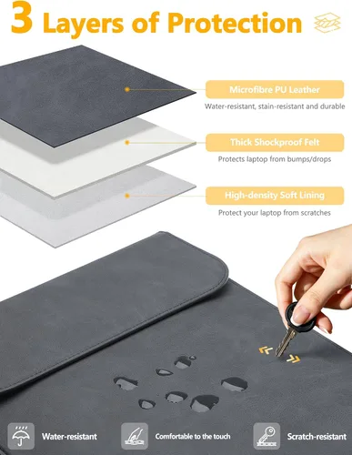Vista 3 de HYZUO Funda para portátil de 15 pulgadas Slim Bag para MacBook Air M5 Grafito