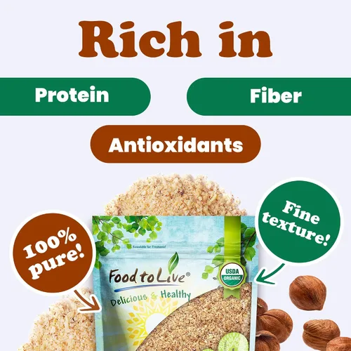 Vista 6 de Food to Live Harina de avellana orgánica, 12 onzas – Polvo de nuez filbert natural sin OMG, finamente molido, puro, crudo, vegano, kosher, keto