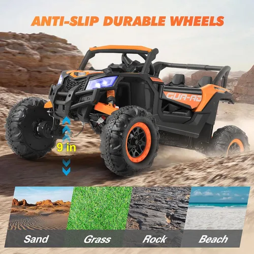 Vista 6 de JOYLDIAS Vehículo eléctrico todoterreno 4WD con batería de 12 V para niños, vehículo eléctrico 4x4 con 4 potentes motores, control remoto de 2.4 G
