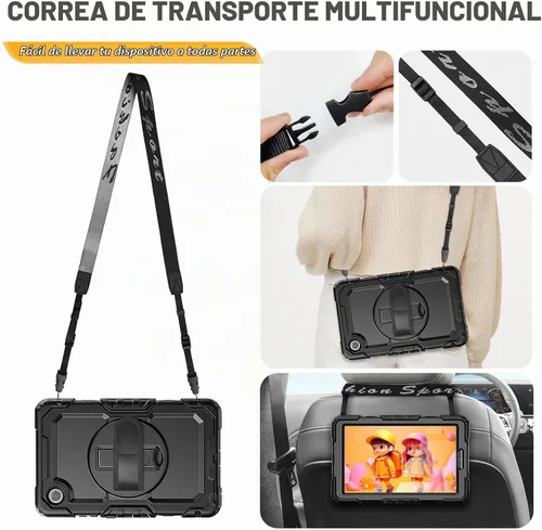 Vista 6 de HXCASEAC Funda para Lenovo Tab One de 8.7 pulgadas (TB-305FU) con protector de pantalla, soporte para bolígrafo, correa de mano, soporte ajustable