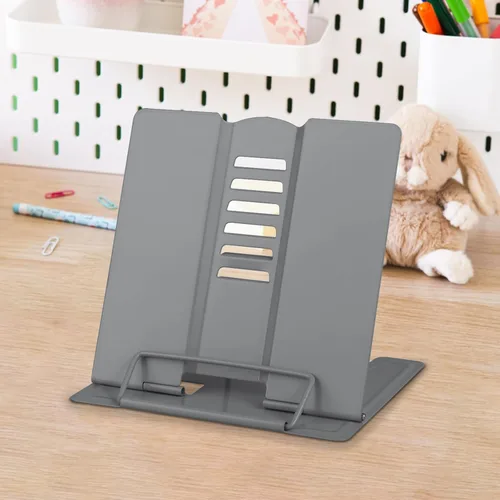 Vista 8 de Honagu Soporte de metal para libros de escritorio, soporte ajustable para libros, manos libres para leer, soporte para documentos, soporte