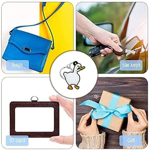 Vista 6 de Lindo llavero de dibujos animados de animales de ganso blanco llavero de coche llavero para mujeres hombres niños llaves accesorios bolso mochila