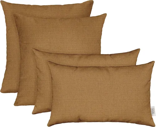 Vista 17 de RSH DECOR: Sunbrella Juego de 4 almohadas lumbares y cuadradas 20 x 12 pulgadas y 17 x 17 pulgadas Tela resistente al agua y a la decoloración