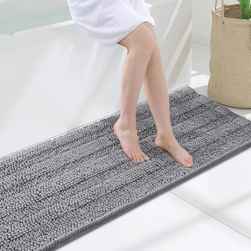 Vista 193 de Grandaily Alfombras de baño de felpilla a rayas de 24 x 16 pulgadas, extra gruesas y suaves, absorbentes, parte trasera de goma, alfombra de ducha