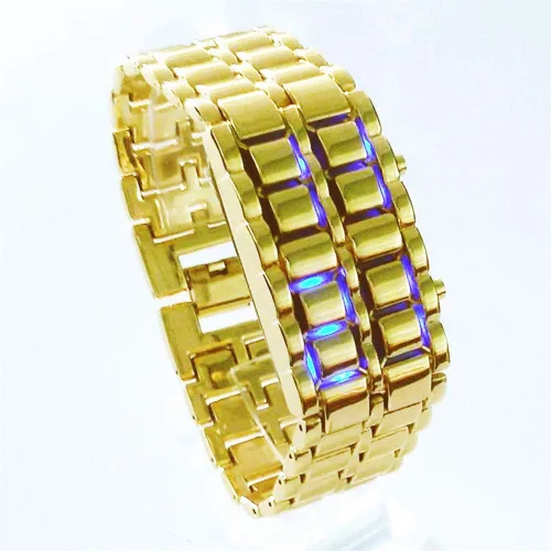 Vista 2 de Clásico para hombre binario cuadrado LED reloj digital negro plateado relojes de pulsera (negrorojo)